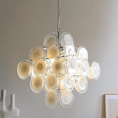 Royelux Glass Disc Chandelier - Vintage Art Pendant Light