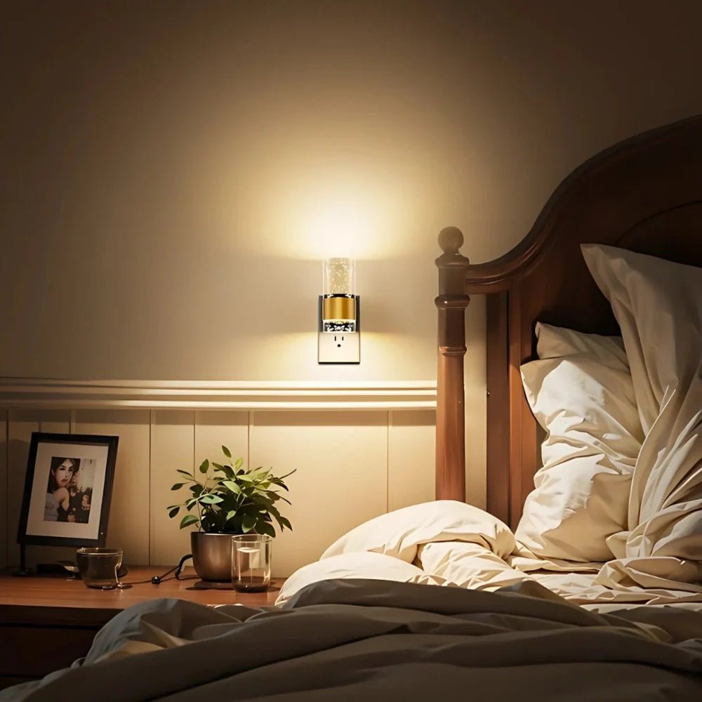 LuxRoyale Night Light With Golden Accent And Bubble Filled Acrylic