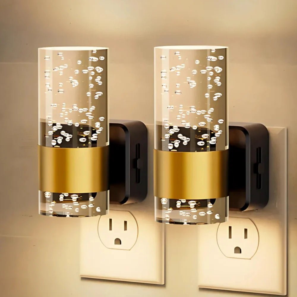 LuxRoyale Night Light With Golden Accent And Bubble Filled Acrylic