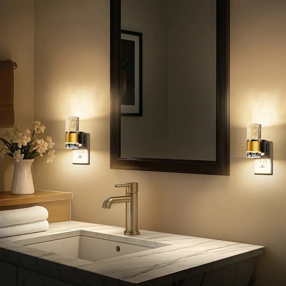 LuxRoyale Night Light With Golden Accent And Bubble Filled Acrylic