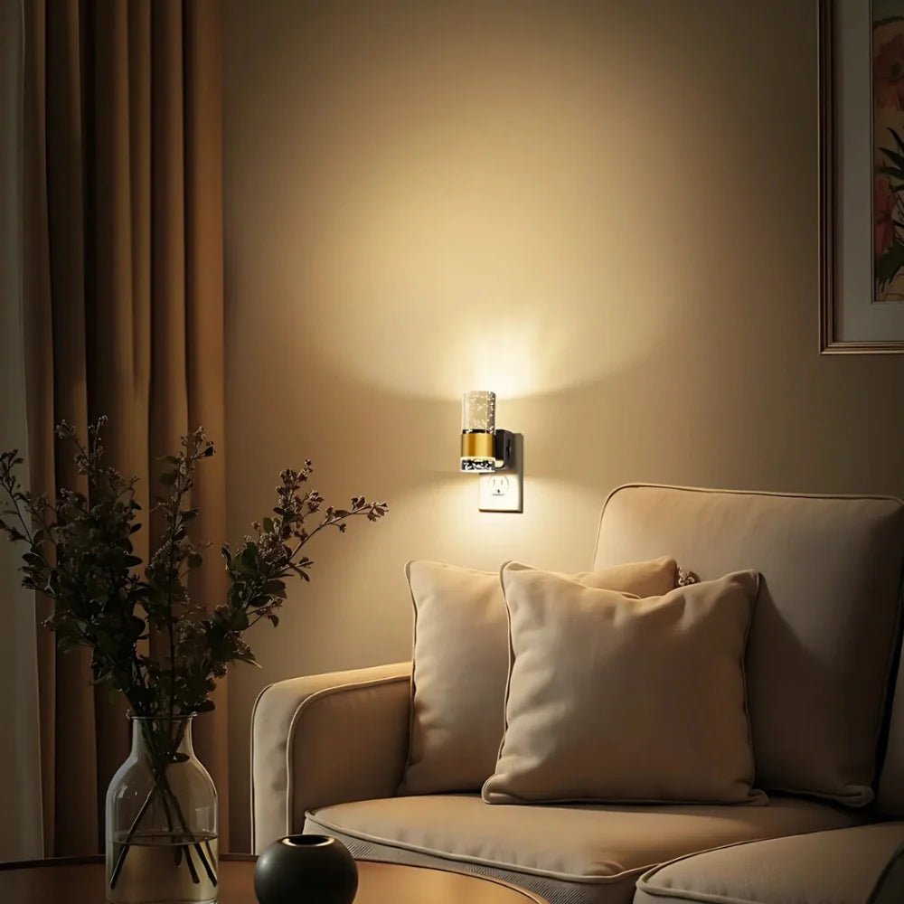 LuxRoyale Night Light With Golden Accent And Bubble Filled Acrylic