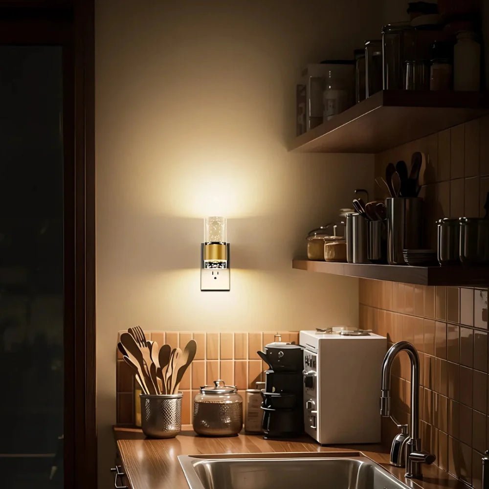 LuxRoyale Night Light With Golden Accent And Bubble Filled Acrylic