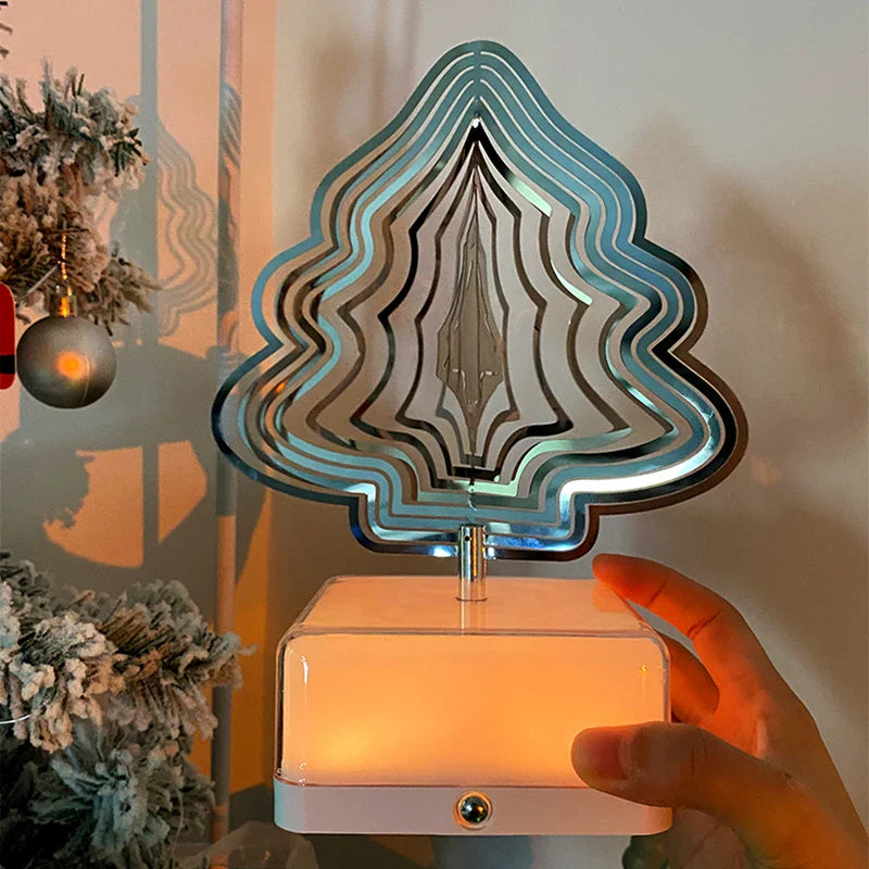 RoyaleGlow 3D Illusion Rotating Night Light Lamp – 10 Stylish Designs - Christmas tree / 3 Colors