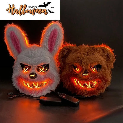 NEW LED  Light Halloween Cosplay Face Mask Party Show Stage Make-up Horror Bloody Rabbit Bear Mask Cartoon Carnival  Head Cover 0