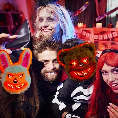 NEW LED  Light Halloween Cosplay Face Mask Party Show Stage Make-up Horror Bloody Rabbit Bear Mask Cartoon Carnival  Head Cover 1