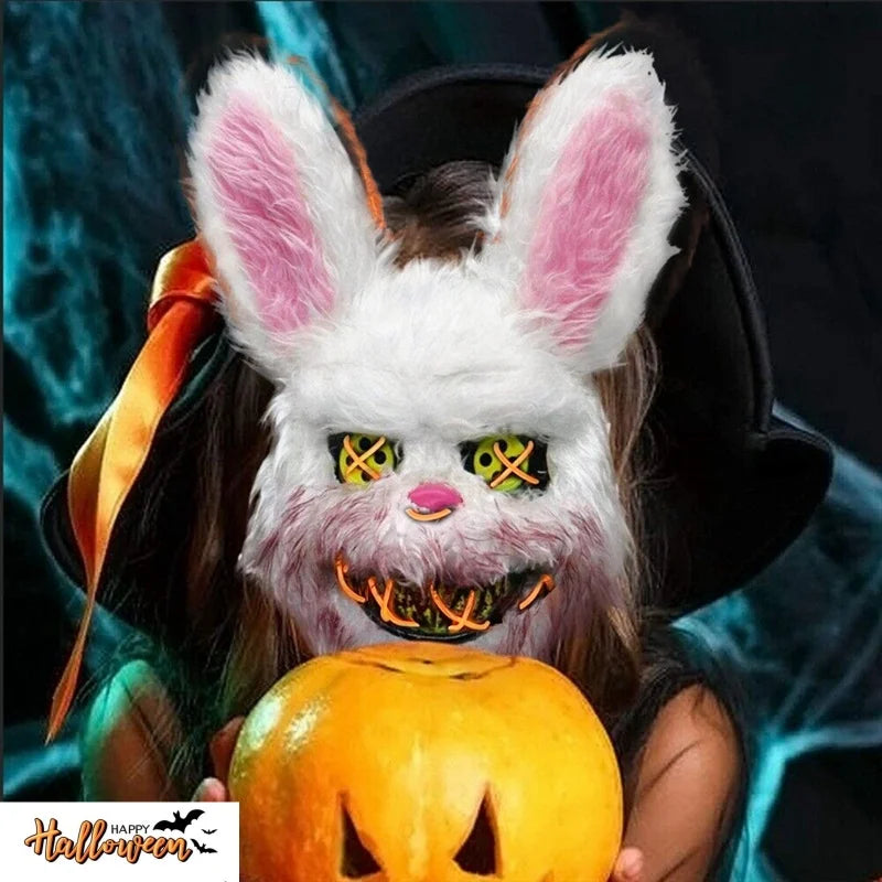 NEW LED  Light Halloween Cosplay Face Mask Party Show Stage Make-up Horror Bloody Rabbit Bear Mask Cartoon Carnival  Head Cover 2