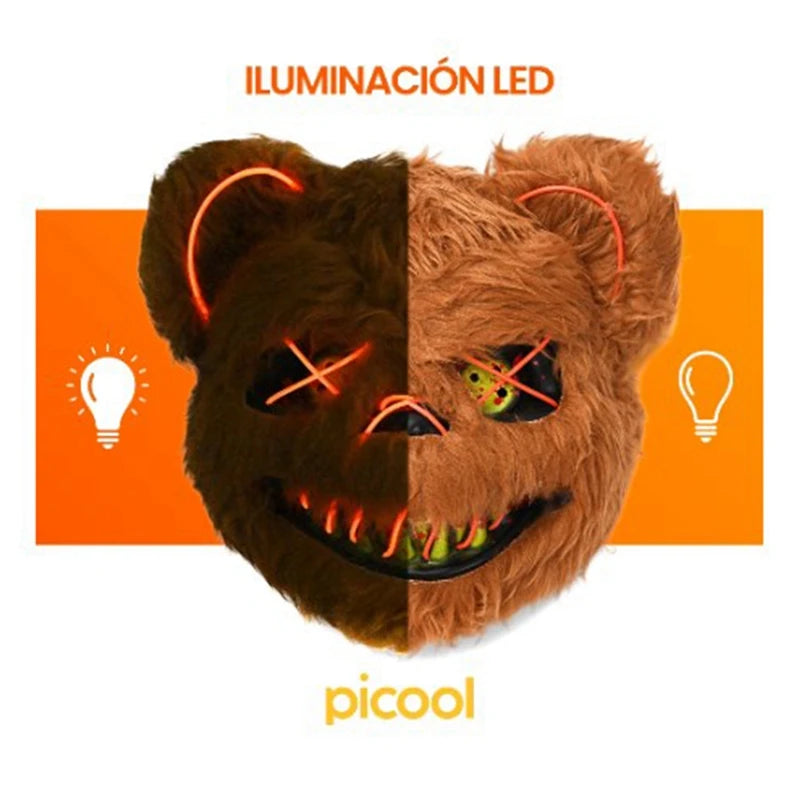 NEW LED  Light Halloween Cosplay Face Mask Party Show Stage Make-up Horror Bloody Rabbit Bear Mask Cartoon Carnival  Head Cover 4