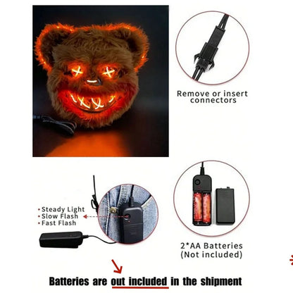 NEW LED  Light Halloween Cosplay Face Mask Party Show Stage Make-up Horror Bloody Rabbit Bear Mask Cartoon Carnival  Head Cover 5
