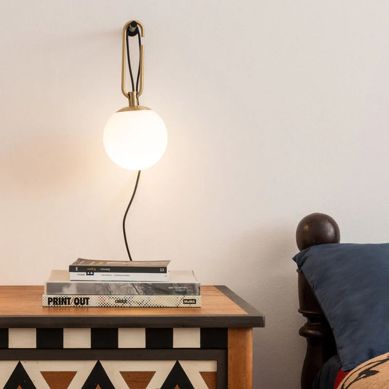 Luxora Globe Wall Lamp Mid-Century Metal Sconce for Bedroom Lighting