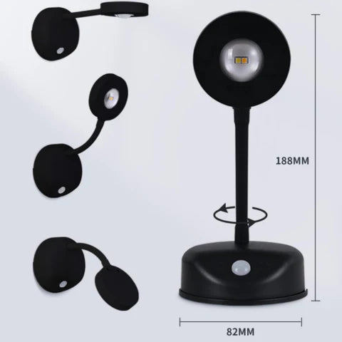 Motion Spotlight - Wireless 360° Rotating LED with Motion Sensor - Black / Touch Control