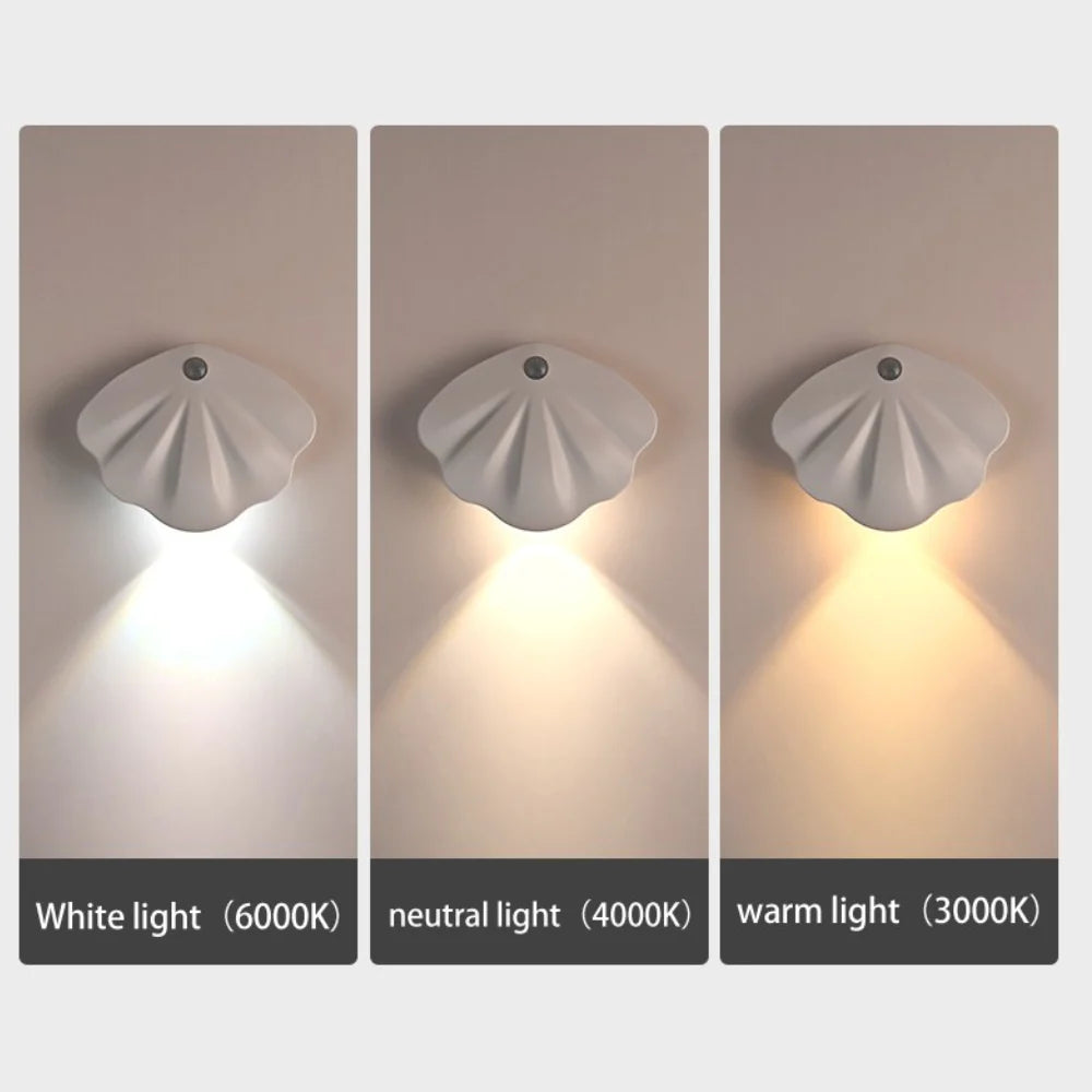 Shell Motion Light - Smart Sensor LED Night Light for Home Safety and Convenience - White