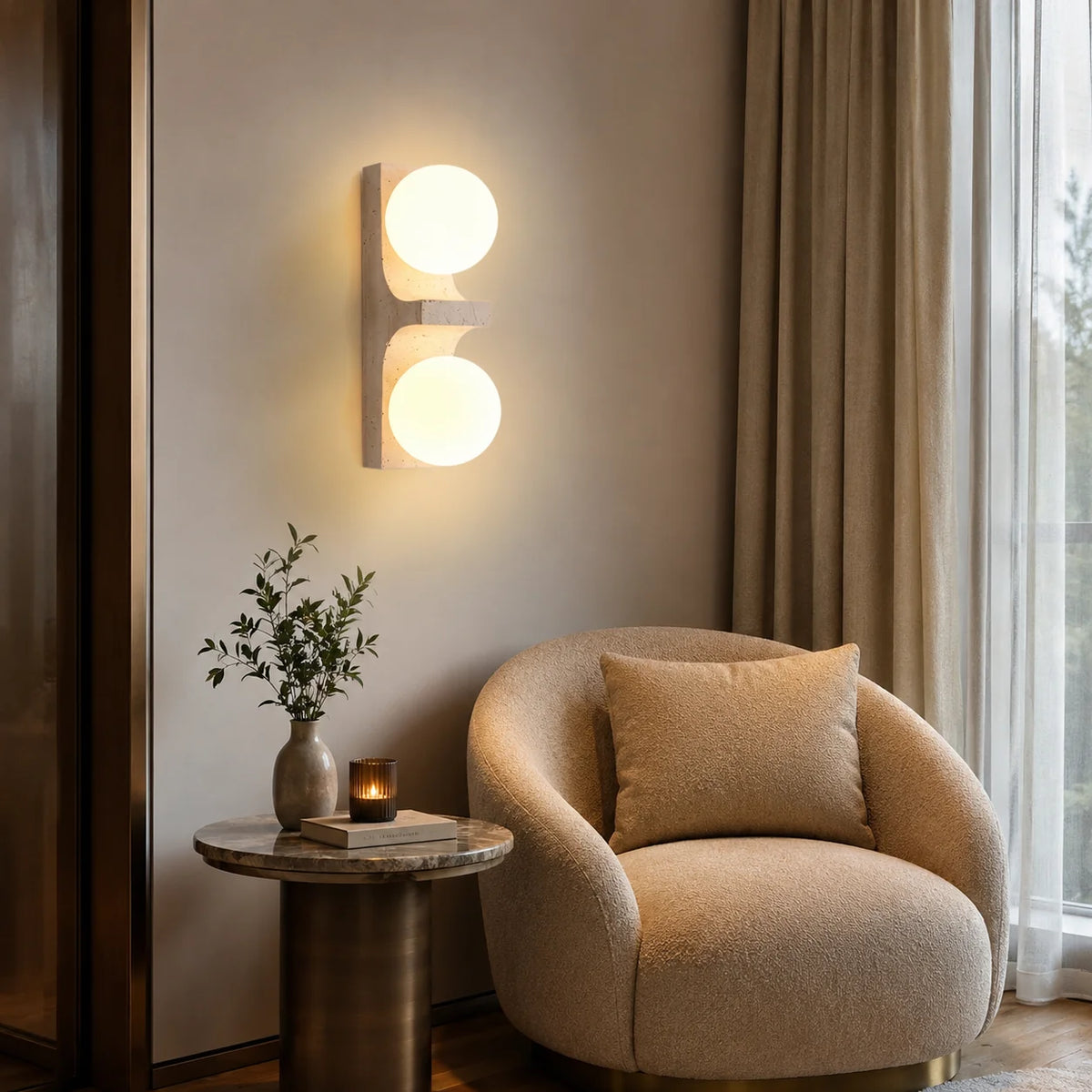 Narevona Travertine Globe Wall Lamp 1