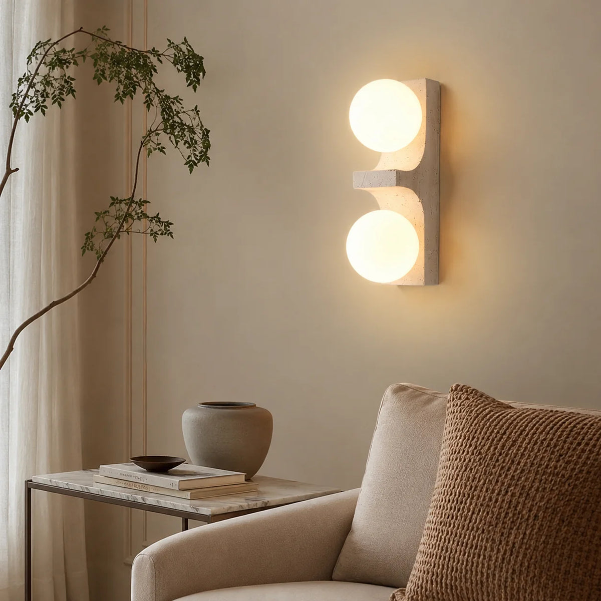 Narevona Travertine Globe Wall Lamp 3