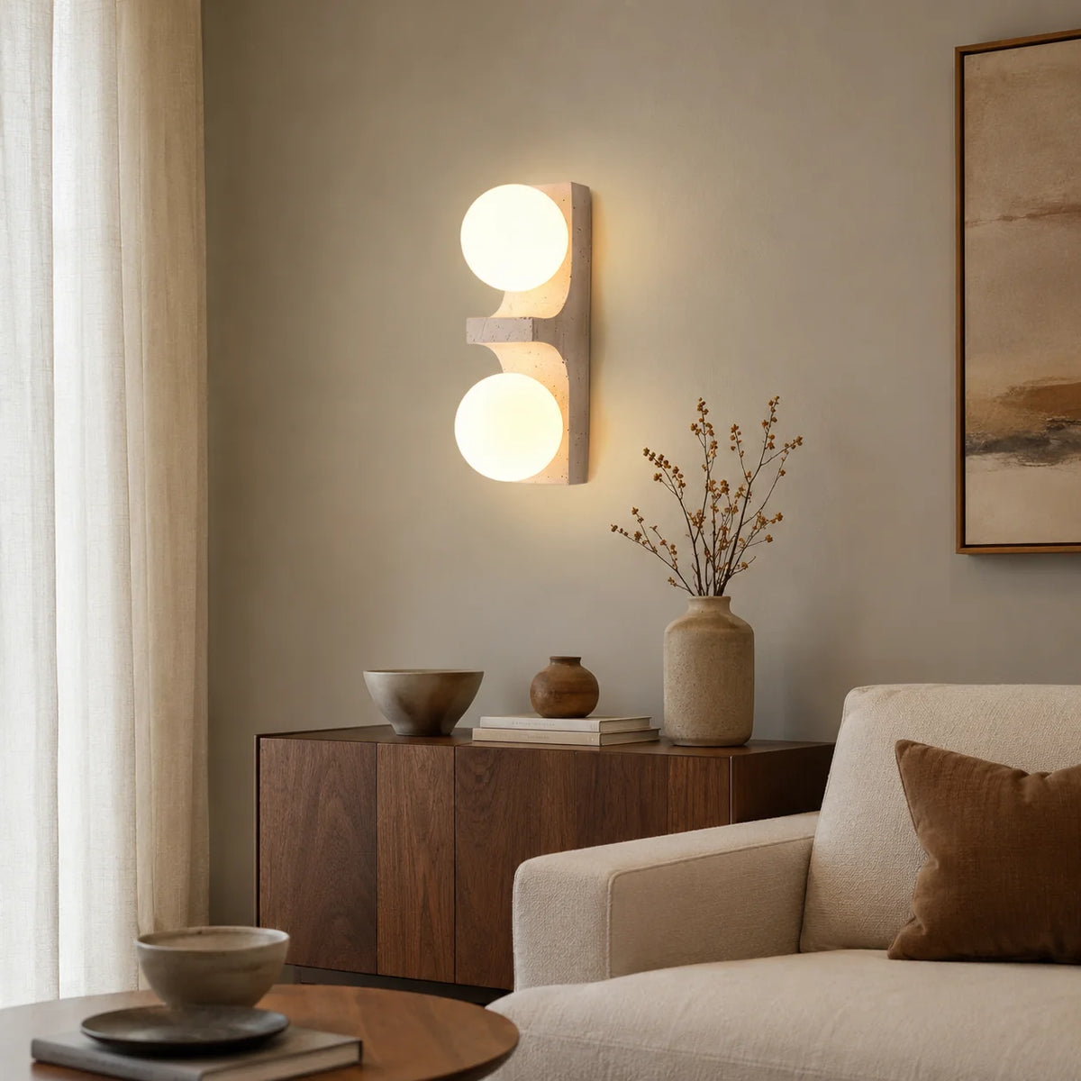 Narevona Travertine Globe Wall Lamp 4