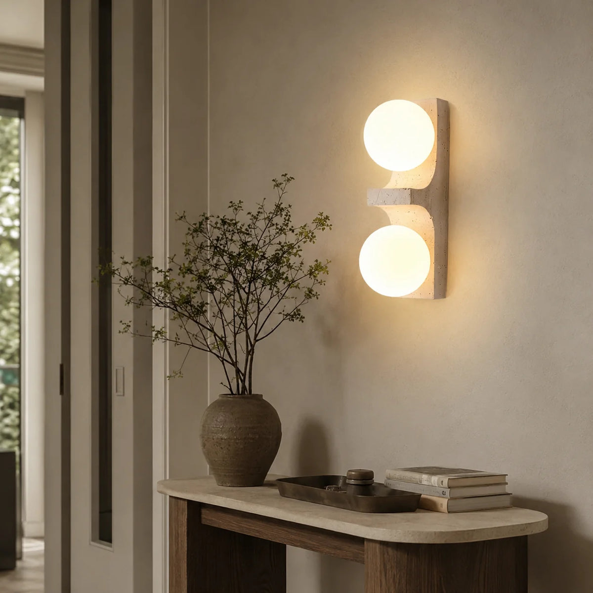 Narevona Travertine Globe Wall Lamp 5