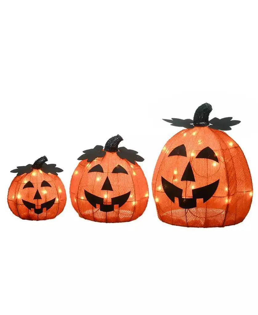 National Tree Company | 15" Pre-Lit Jack-O-Lantern Trio, Set of 3 0