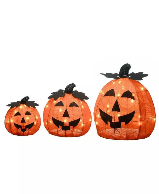 National Tree Company | 15" Pre-Lit Jack-O-Lantern Trio, Set of 3 0