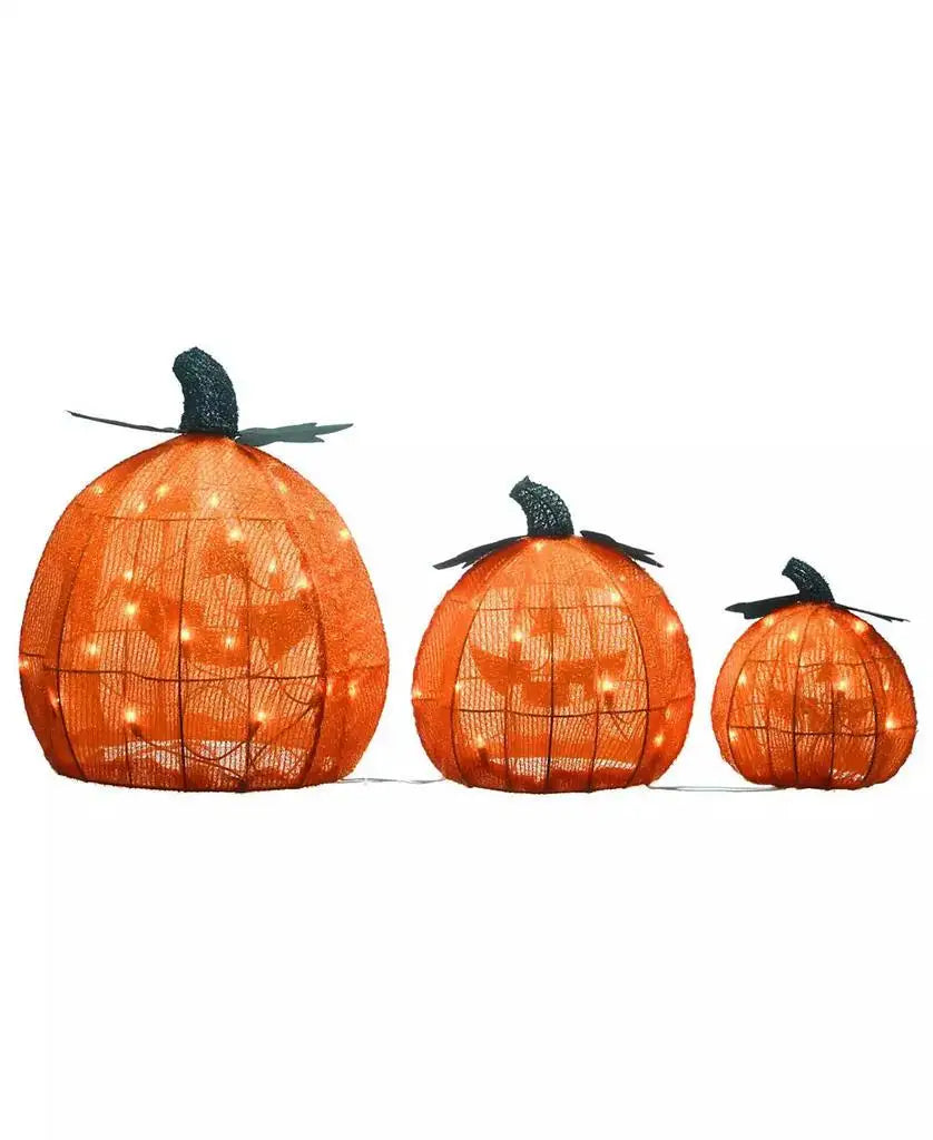 National Tree Company | 15" Pre-Lit Jack-O-Lantern Trio, Set of 3 1
