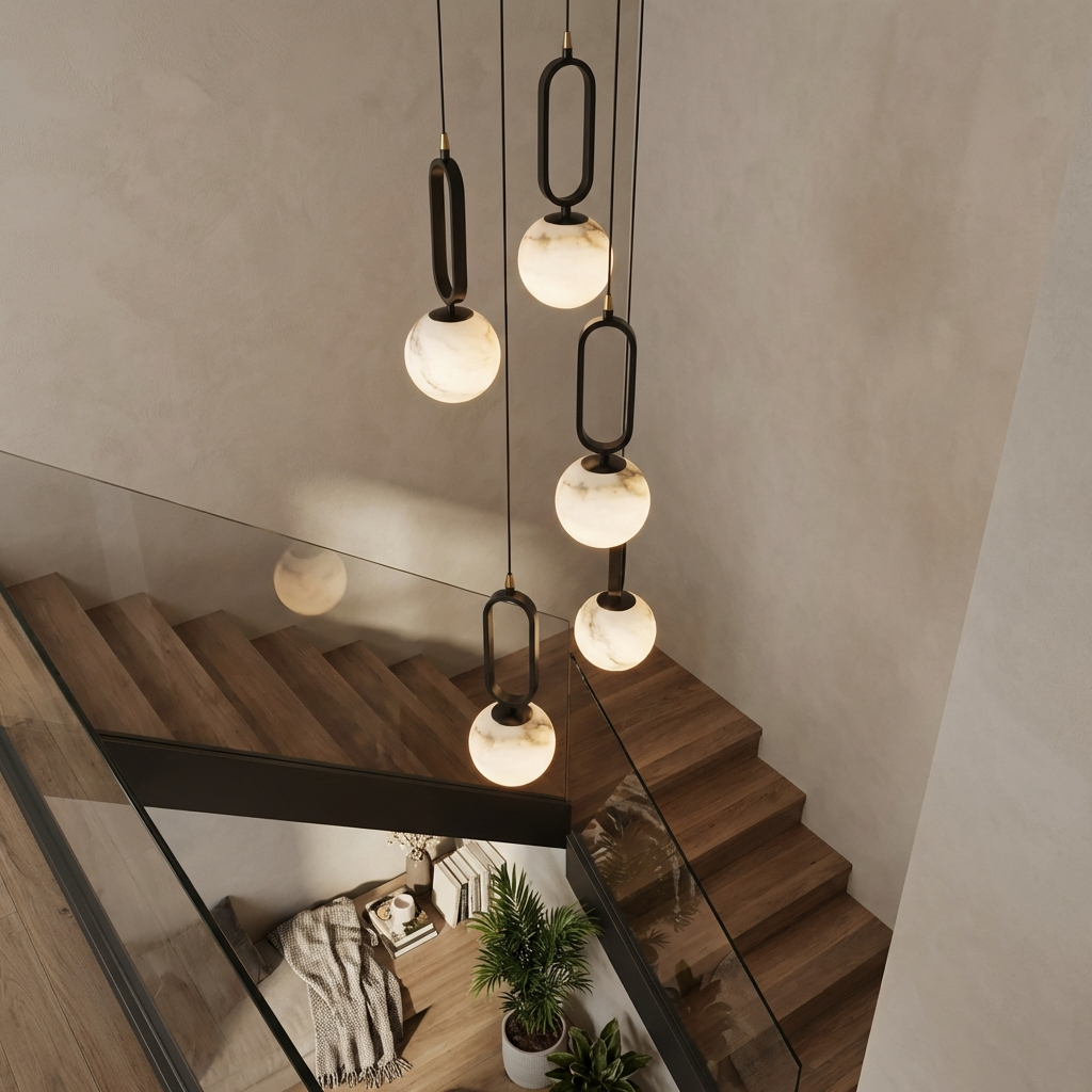 Natural Alabaster Loop Pendant Light 1