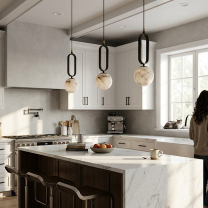 Natural Alabaster Loop Pendant Light 3