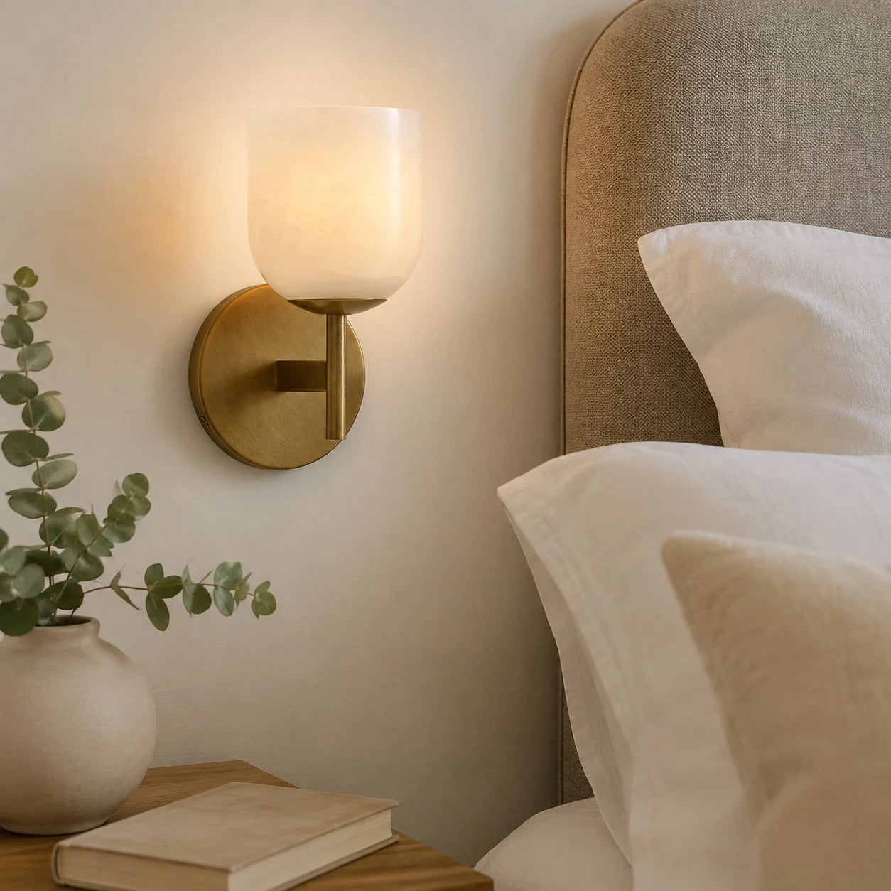 Natural Alabaster Metal Wall Sconce 1