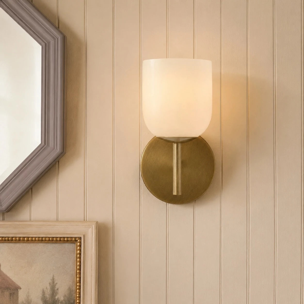 Natural Alabaster Metal Wall Sconce 3