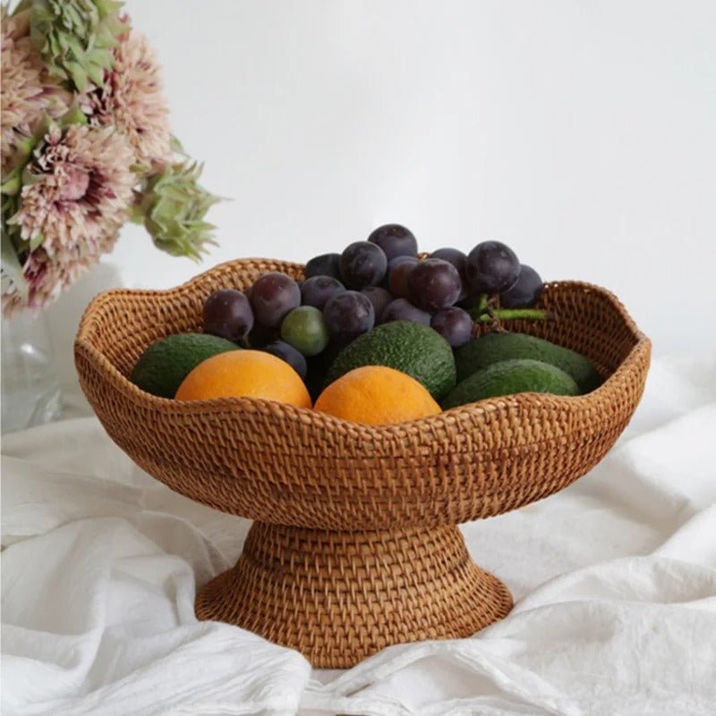 Natural Handwoven Rattan Fruit Basket Bowls 0