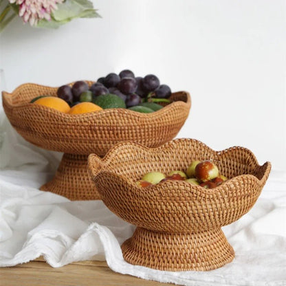 Natural Handwoven Rattan Fruit Basket Bowls 1