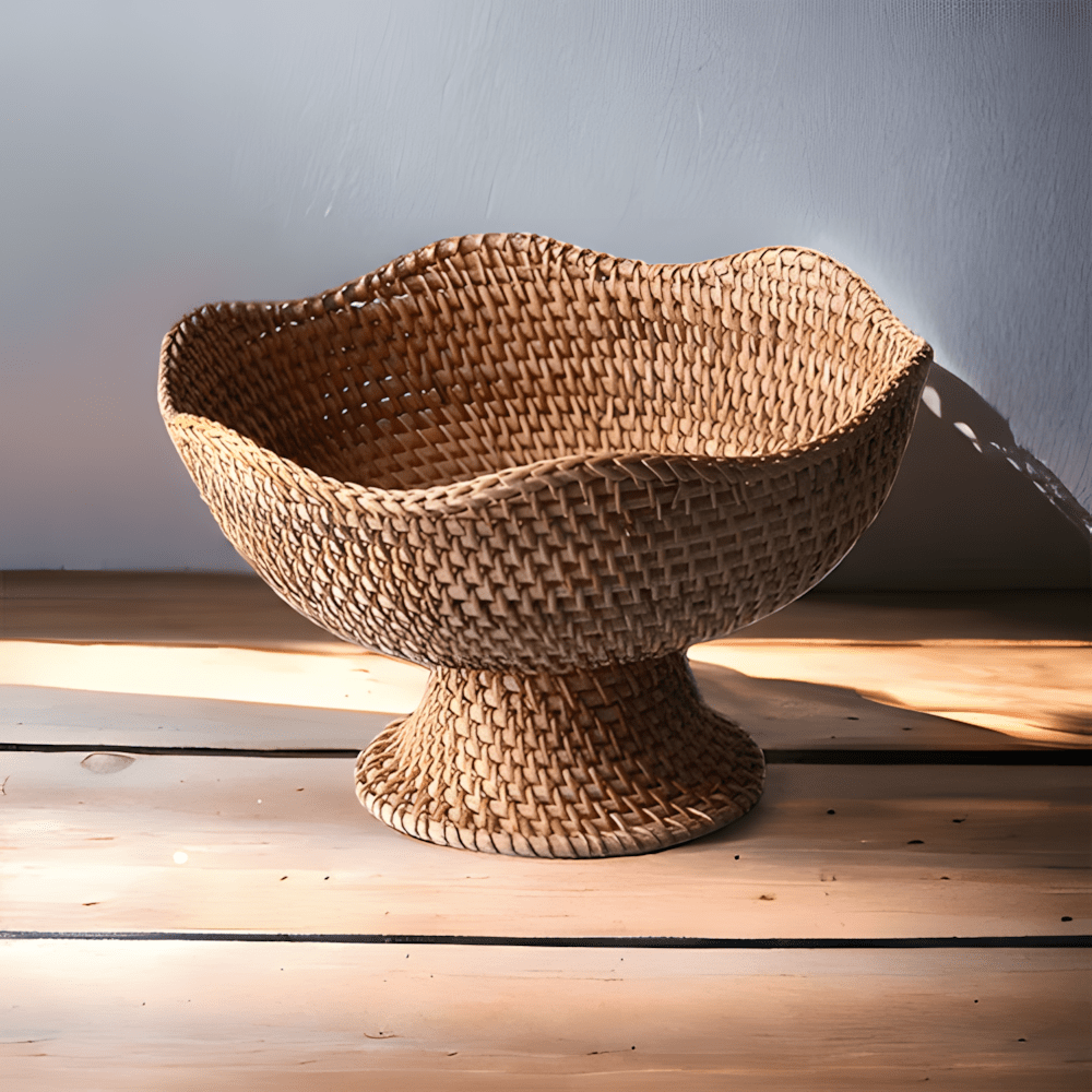Natural Handwoven Rattan Fruit Basket Bowls 2
