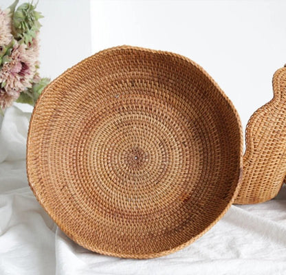 Natural Handwoven Rattan Fruit Basket Bowls 4
