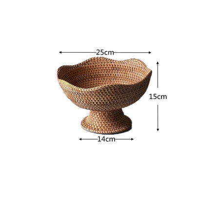 Natural Handwoven Rattan Fruit Basket Bowls 7