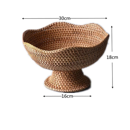 Natural Handwoven Rattan Fruit Basket Bowls 8