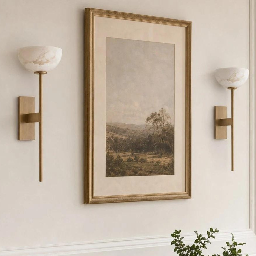 LuxRoyale Natural Marble & Solid Brass Wall Sconce - Elegant Modern Wall Light-Royale Basic