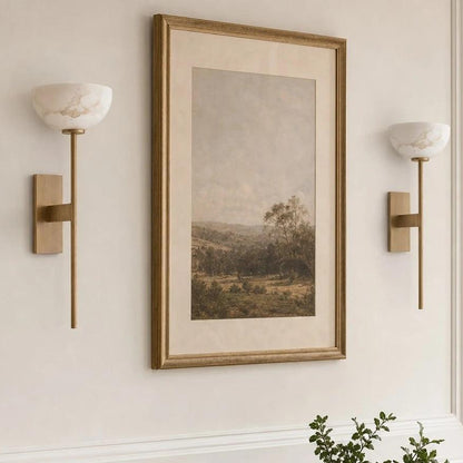 LuxRoyale Natural Marble & Solid Brass Wall Sconce - Elegant Modern Wall Light-Royale Basic