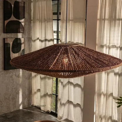 Natural Woven Disc Pendant Light 1