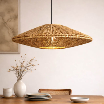 Natural Woven Disc Pendant Light 2