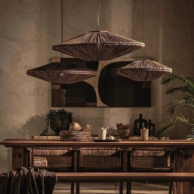 Natural Woven Disc Pendant Light 3