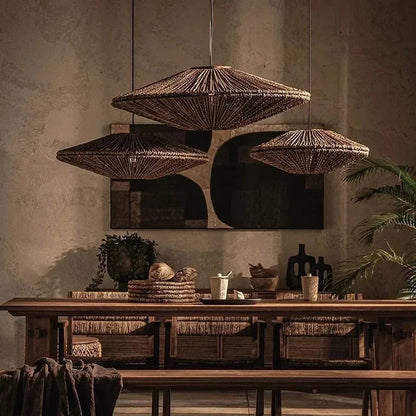 Natural Woven Disc Pendant Light 3