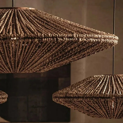 Natural Woven Disc Pendant Light 4