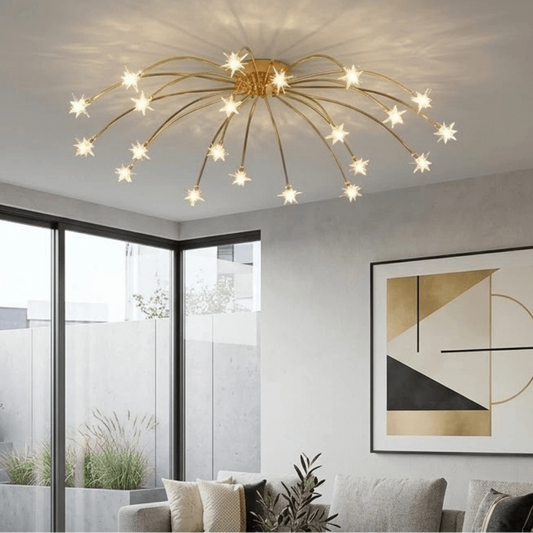 Royelux Modern Starburst Flush Mount Ceiling Light - Starry Sky Metal Fixture For Bedroom - Royale Basic
