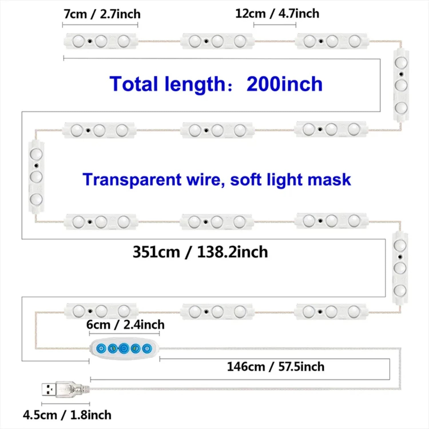 Vanity Mirror Lights - Dimmable LED Makeup Lights with 5 Colors, USB Powered - Default Title