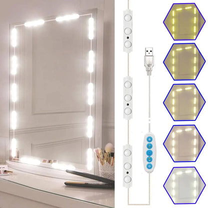 Vanity Mirror Lights - Dimmable LED Makeup Lights with 5 Colors, USB Powered - Default Title