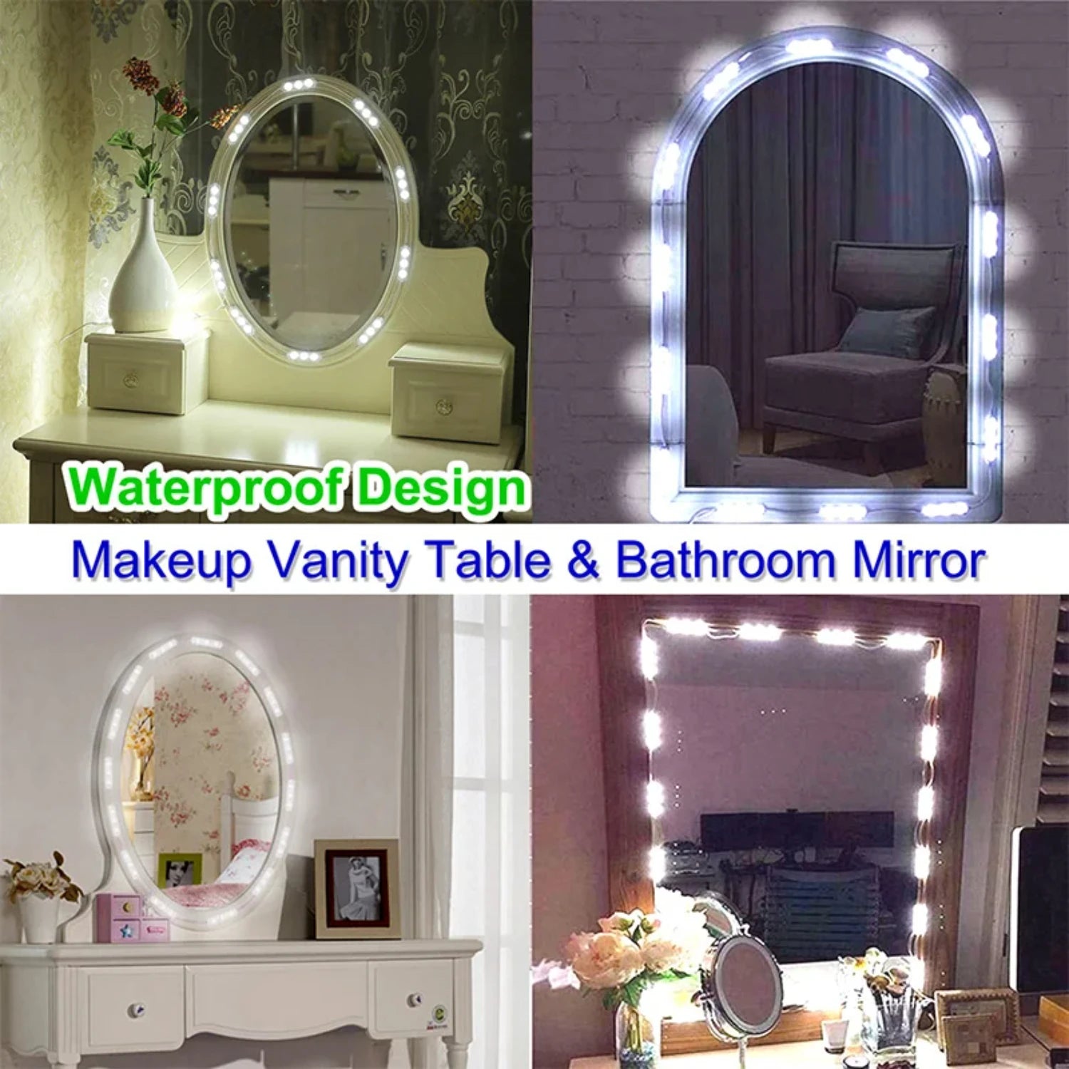 Vanity Mirror Lights - Dimmable LED Makeup Lights with 5 Colors, USB Powered - Default Title