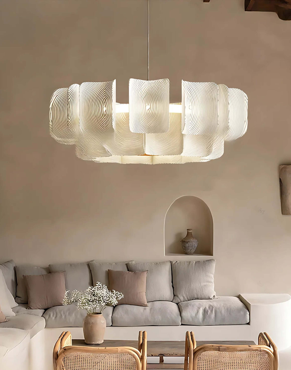 Royelux Modern Textured Glass Chandelier Pendant Light for Dining, Living room, Kitchen Island