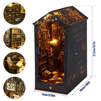 New DIY Book Nook Kit 3D Wooden Bookshelf Miniature Building Kits Home Decor Creative Model for Adults Halloween Christmas Gifts 1