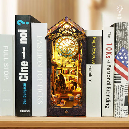 New DIY Book Nook Kit 3D Wooden Bookshelf Miniature Building Kits Home Decor Creative Model for Adults Halloween Christmas Gifts 3