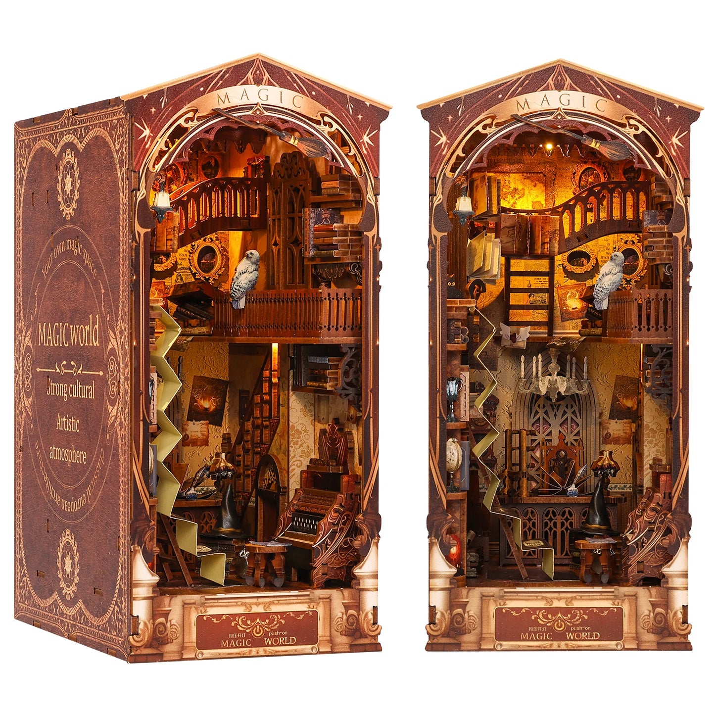 New DIY Book Nook Kit 3D Wooden Bookshelf Miniature Building Kits Home Decor Creative Model for Adults Halloween Christmas Gifts 6