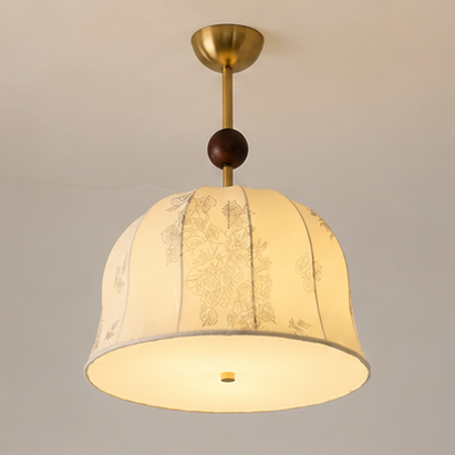 RoyaleGlow Pleated Fabric Semi-Flush Mount Ceiling Light with Botanical Print