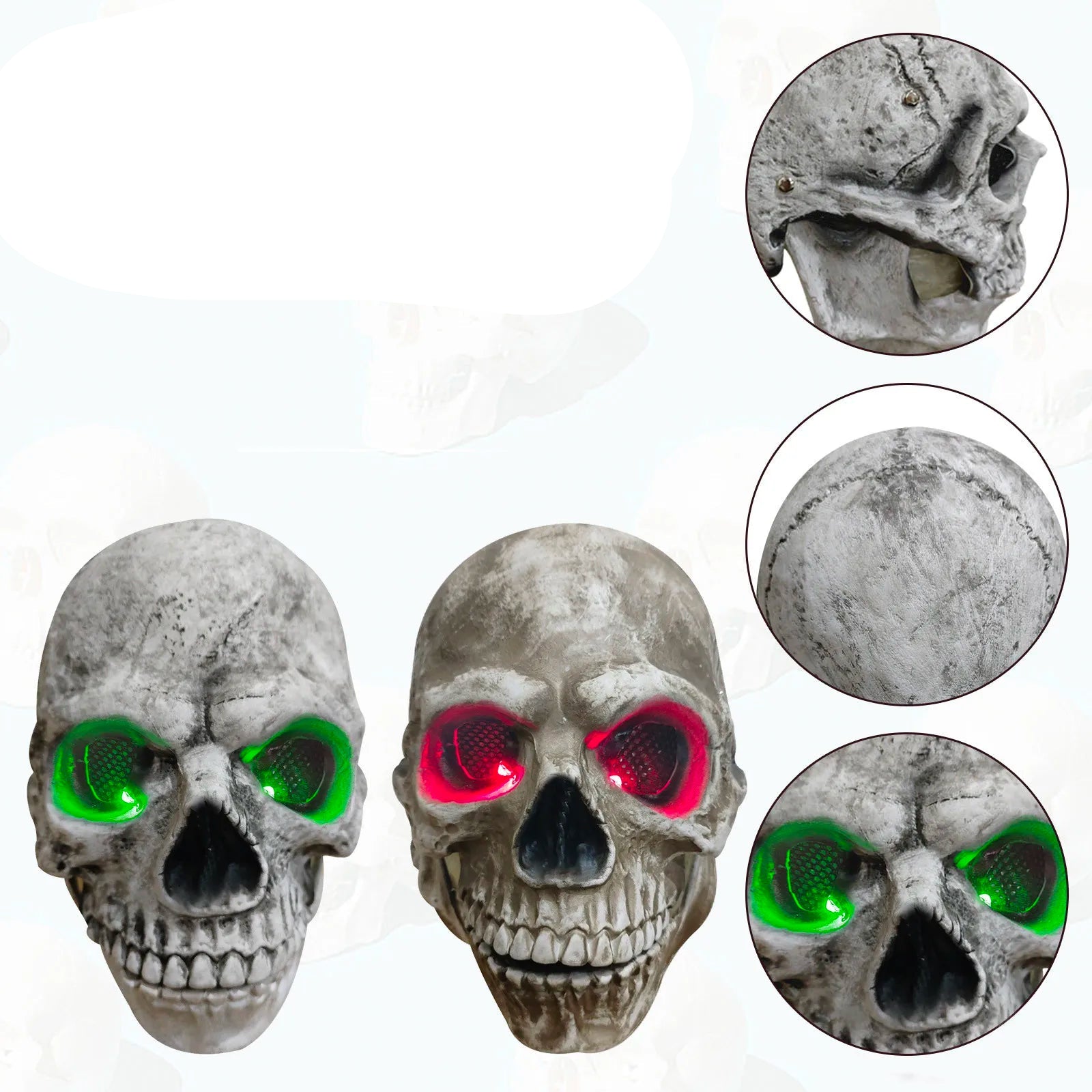 New Full Head Skull Mask With Movable Jaw Headgear Glowing Eyes Horror Mask Halloween Party Cosplay Costume Props 0