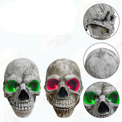 New Full Head Skull Mask With Movable Jaw Headgear Glowing Eyes Horror Mask Halloween Party Cosplay Costume Props 0